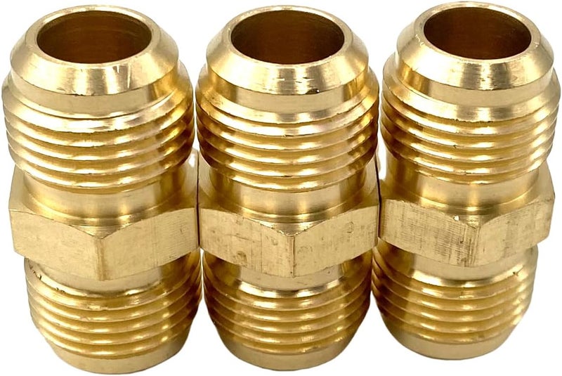 Bumugufu 3 Pcs 5/8 Inch Male Flare Coupling Propane Fittings, 5/8" to 5/8" Flared Tube Fittings for Nature Gas Line, RV Propane and Air Conditioning Line Connection - Image 3